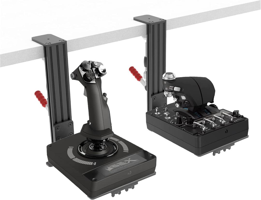 Hikig 2 Pack Desk Mount for Flight Sim Hand-Controller Compatible with Logitech X52 X56 Hotas, Thrustmaster HOTAS Warthog, T.16000M FCS, T.Flight, SimTask Farmstick, Sol-R1, Sol-R2, VKB, VPC, Winwing
