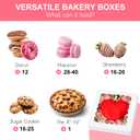Kucoele 20 PCS Pie Boxes, 10 x 10 x 2.5 Inches Bakery Boxes with Window, Auto-Popup Cookie Boxes White Treat Boxes for Chocolate Strawberries, Pastries, Muffins, Donuts