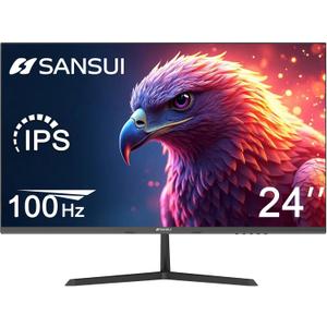 SANSUI 24 inch Monitor, IPS Display FHD Computer Monitor, 100Hz Monitor VESA Mount with HDMI Inputs for Home Office (HDMI Cable Included)