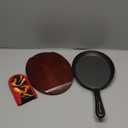 DVK Sizzling Plate with Wooden Base Fajita Skillet with Scald Protection Hot Mitt Cast Iron Plate for Home Barbeque Kitchen Service (2PCS)