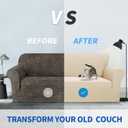 ZNSAYOTX 1 Piece Jacquard Couch Covers for 2 Cushion Couch High Stretch Loveseat Slipcover for Pets Dogs Anti Slip Love Seat Sofa Slipcover Furniture Protector (Loveseat, Light Beige)