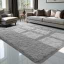 Zentavio Area Rugs for Living Room Large Rugs for Bedroom 5x8 Carpet Fluffy Furry Soft Shag Aesthetic Plush High Pile Gray Throw Rug for Nursery Kids Room Dorm Light Grey