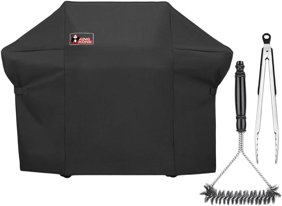 Kingkong 7108 Premium Grill Cover for Weber Summit 400-Series Gas Grills (Compared to The Weber 7108 Grill Cover) Including Grill Brush and Tongs