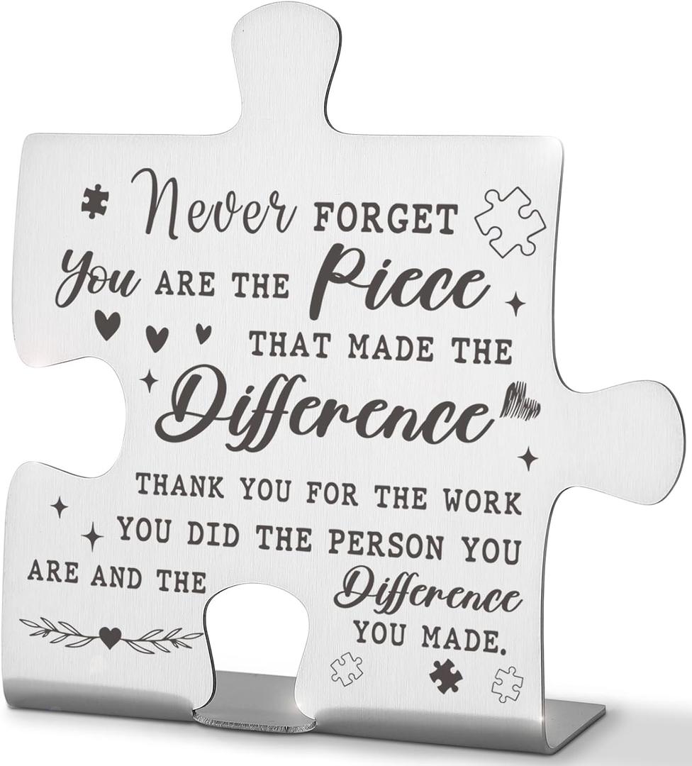 Never Forget You Are The Piece, Employee Appreciation Gifts, Thank You Appreciation Gift for Coworker, Colleague, Women, Men, Mentors, Boss, Teachers, Friends, Decorative Signs Plaques WZW23, 4 x4x 1inches