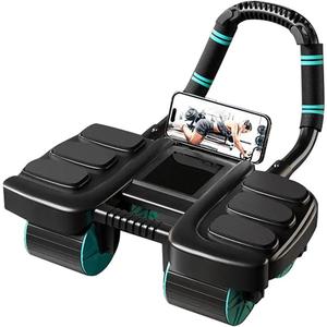 2025 New Automatic Rebound Ab Roller Wheel with Elbow Support & 4-Wheel Design - Core Exercise Equipment for Home Gym, Abdominal Workout Machine for Men/Women, Belly Fat Burner,Portable Fitness Roller Wheel (Black)