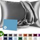 Bare Home 100% Mulberry Silk Pillowcase for Hair and Skin - Ultra Premium 6A Grade 19 Momme Silk Pillow Case - Envelope Enclosure - Breathable Cooling Pillow Cover (Standard, Grey)