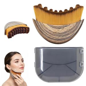 Lymphatic Contour Face Brush, Ergonomic Lymphatic Drainage Massager, Natural Makeup Brushes with Gentle Bristles, Hypoallergenic Manual Facial/Body Brush for Sculpting