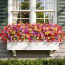 Alupssuc 24 Bundles Artificial Flowers for Outdoors Decoration, UV Resistant Silk Faux Daisy Flora Spring Fake Plastic Plants Greenery for Outside Indoor Yard Home Porch Window Box Decor, Mix 5 Colors