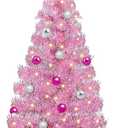 TURNMEON Remote Control 8 Modes 3 Ft Christmas Tree Warm Lights 15 DIY Ball Ornaments Star Battery Operated Artificial Pink Full Tree Timer Holiday Xmas Decoration Home Indoor Table Valentine's Day