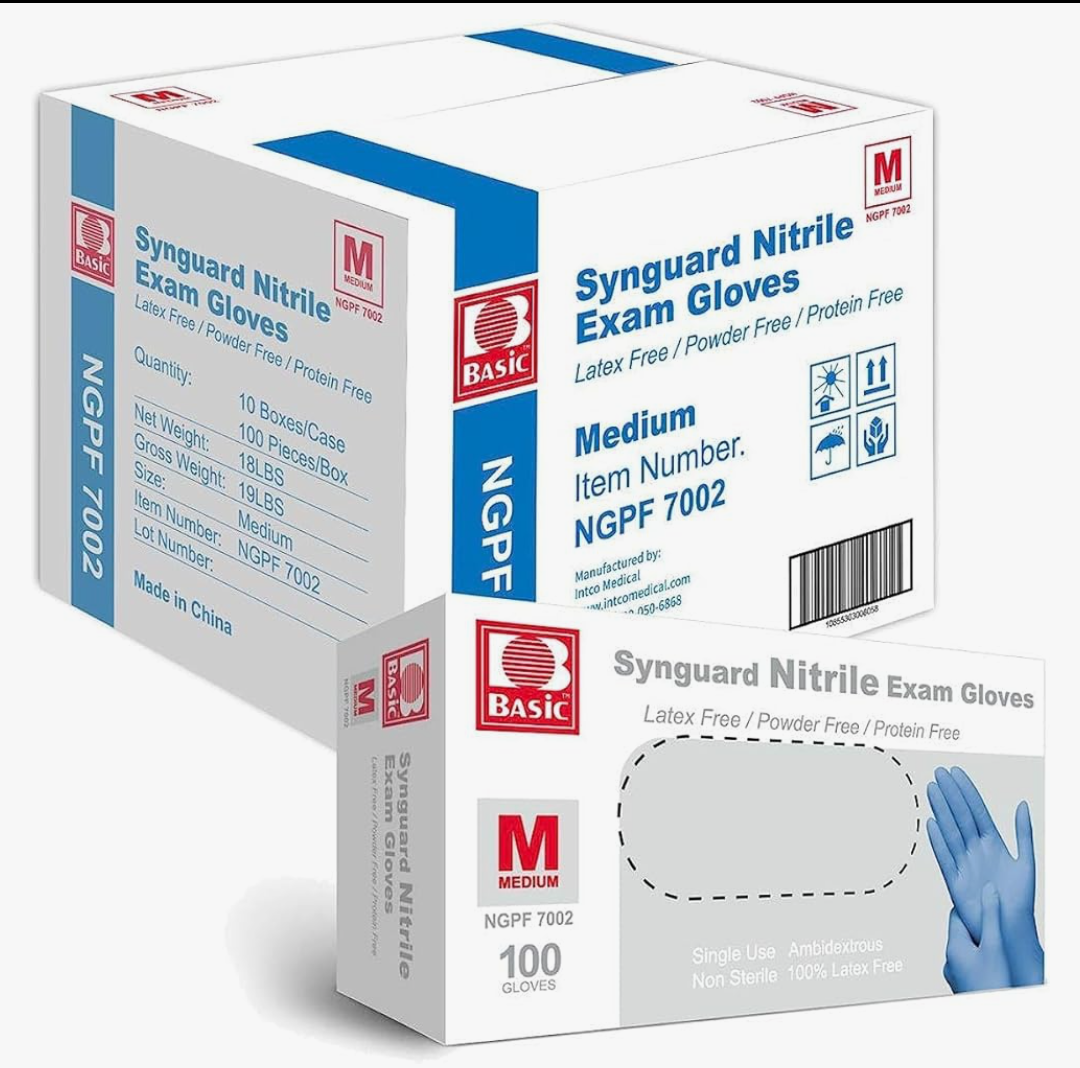 Medical Blue Nitrile Exam Gloves, Latex-Free & Powder-Free Food-Safe House Cleaning Disposable Glove (1000 Pcs) 