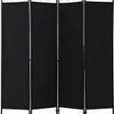 FDW 4 Panel Room Divider and Folding Portable Partition Screen, 6FT Wall Divider Screen for Dorm Bedroom Office, Coal Black