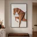 Large Framed Modern Horse Wall Art, Abstract White Brown Wall Art Animal Artwork for Walls, Minimalist Luxury Bright Style Picture Print Paintings for Hallway Living Room Office Wall Decor 24x36 Inch