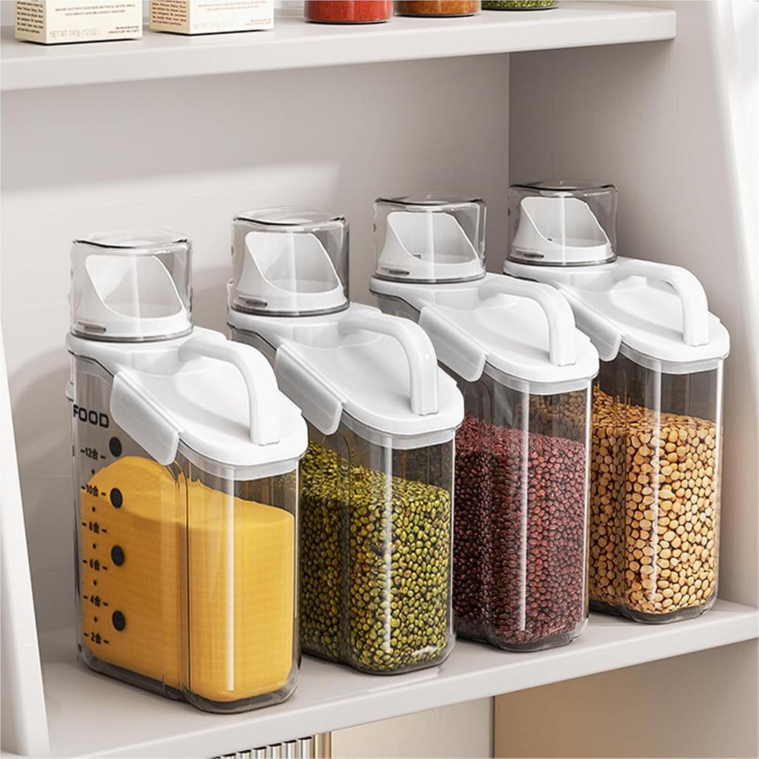 1 Piece Cereal Containers Storage, 2.8L/95oz Airtight Large Dry Food Storage Containers with Pouring Spout Measuring Cup for Snacks Grain Rice, BPA Free Dispenser Plastic Bin, 1PC