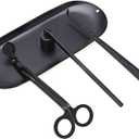 Candle Accessory Set Candle Wick Trimmer Candle Wick Dipper Candle Snuffer Storage Tray 4 Packs Candle Care Kit Gift for Candle Lovers(Black - CAB3)