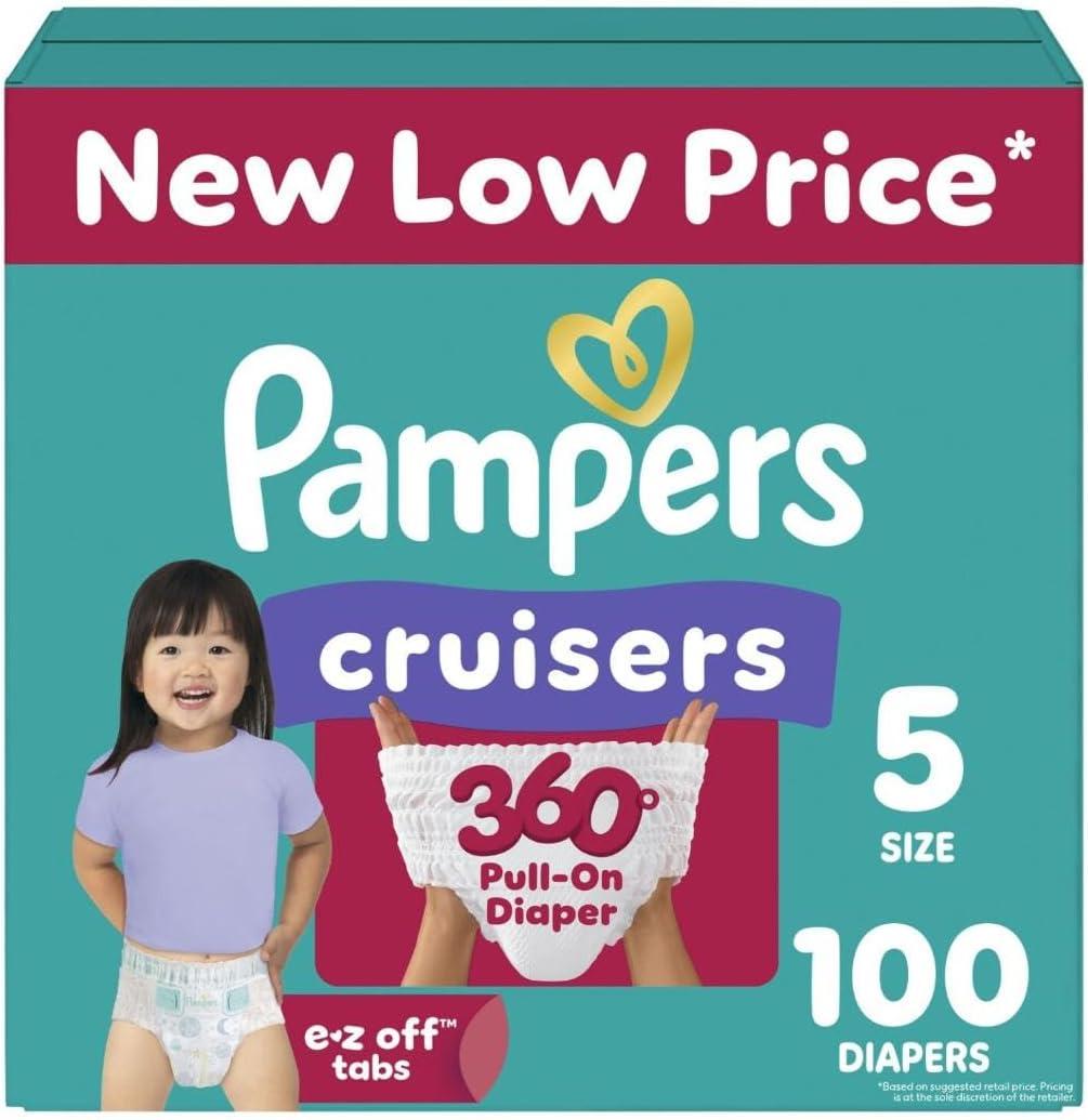 Pampers Diapers - Cruisers 360 - Size 5, 100 Count, Babyproof up to 100% Leakproof Pull-On Diaper Pampers Diapers - Cruisers 360 - Size 5, 100 Count, Babyproof up to 100% Leakproof Pull-On Diaper