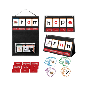 CVC Word Builder Desktop Pocket Chart with 107 Cards, Kids Word Builder Games for CVC CVCC CCVC Learning Reading Spelling Early Education Tool for Preschool Kindergarten Classroom.