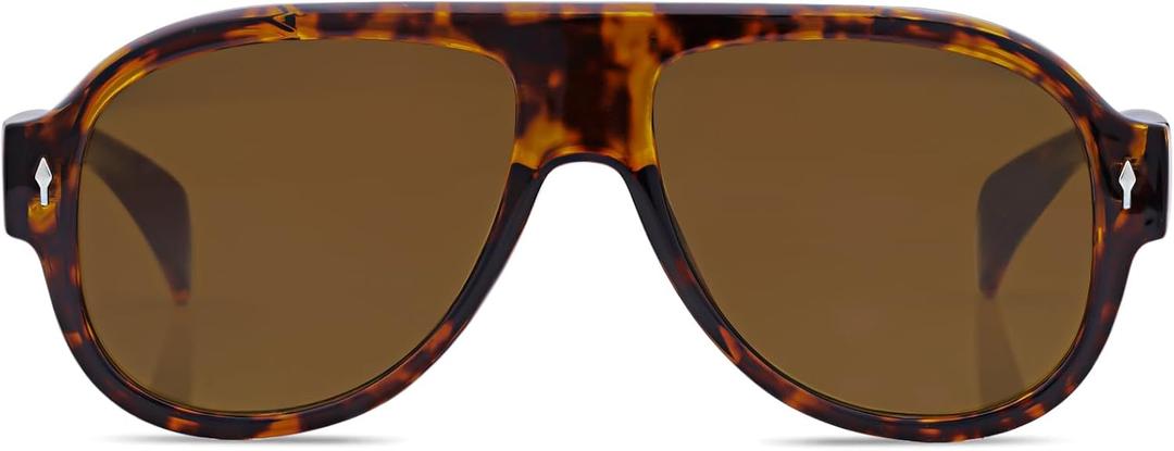 Retro Aviator Sunglasses for Women Men Trendy 70s Vintage Plastic Square Eyewear Tinted Lenses Sunnies