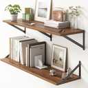 36"W x 10"D Floating Shelves, 10 Inch Deep Walnut Floating Shelves, Farmhouse Rustic Deep Wall Shelves for Home Decor, Wide Large Floating Shelf for Bathroom, Living Room, Kitchen, Study Room