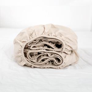 Simple&Opulence Linen Fitted Sheet (1 Piece) - 14 Inch Deep Pocket Mattress Cover Natural Flax Cotton Blended Soft Breathable Bedding - Linen, Twin Size
