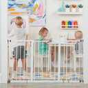 Regalo Safety 29-56" Extra Wide Baby Gate for Doorways & Bottom of Stairs, Pressure Mounted Baby Gate with Door for Babies, Toddlers & Pets, Tested & Safe for 30 Years, American Designed and Owned (White)