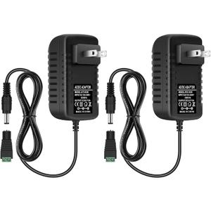 5V Power Supply, DC 5 Volt 3A 15W LED Power Supply, AC 100-240V AC to DC 5V Converter, Wall Plug Power Adapter for Strip Light CCTV Camera Security System, 5.5/2.1mm Plug(2 Pack)