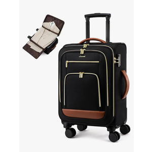 LOVEVOOK Carry on Luggage 22x14x9 Airline Approved, 22 Inch Large Rolling Suitcase with Garment Bag, Spinner Wheels & TSA Lock, 49L Softside Lightweight Underseat Carry-on Luggage for Men Women Travel