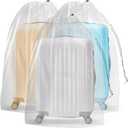 58x46 Inch Clear Drawstring Plastic Storage Bags, Extra Large Dustproof Waterproof Luggage Cover Bags, Reusable Suitcase Storage Bag Dust Covers for Travel Garage Household Organizer(3 Pack)