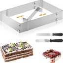 Cake Ring,Cake Mold,Adjustable Rectangle Mousse Cake Ring Mold from 5.9" to 11",Square Shaped Mousse Cake Cutter Baking Mold Pastry Baking Tool for Birthday Cake, Party Dessert, Handmade Snack