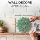 Everydecor Succulent Metal Flowers Wall Decor – Green, Hand Painted, 3D Flower Art Decoration for Living Room, Bedroom, Kitchen, Bathroom - Floral Decor for Indoor & Outdoor Use