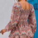 Womens Square Neck Floral Long Sleeve Tops Casual Loose Puff Sleeve Boho Work Blouse T Shirts (Small, C1003)