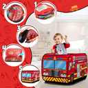 Pop Up Play Tent for Kids Aged 3-5 Years Old Boys and Girls : Fire Truck Tent Playhouse Toy Play Tents for Toddlers 3-5 Kids Tent Indoor Outdoor Playhouse Toys for 3 + Year Old, Fire Truck, Large