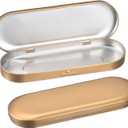uxcell 4 Pcs Metal Tin Box Container, 6.9x2.4x0.7 Inch Oval Empty Hinged Lid Box Mini Portable Storage Containers for Candy Drawing Pin Crafts, Champagne