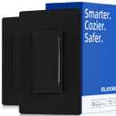 ELEGRP Smart Dimmer Light Switch DTR30, Single Pole or 3 Way, 2.4GHz Wi-Fi Touch Dimmer Compatible with Alexa/Google Assistant, Needs Neutral Wire, No Hub Required, UL and FCC Listed, Black, 2 Pack