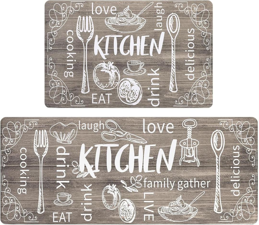 HEBE Kitchen Rugs Set of 1, Cushioned Anti Fatigue Kitchen Mats for Floor, Non Slip Waterproof Comfort Standing Desk Mat Carpet for Sink, Stove, Laundry Room