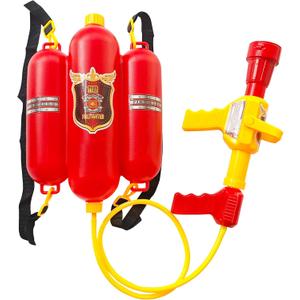 Firefighter Water Gun Backpack, Water Blaster Tank with Hose Sprayer for Outdoor Games, Pool Parties, Beach Fun, and Summer Activities, Medium