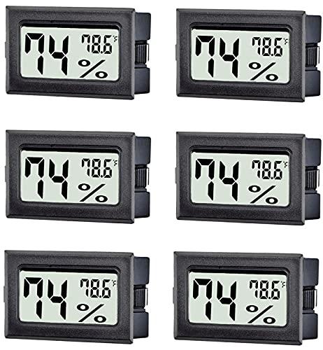 TASOGEN 6 Pack Mini Digital Thermometer Hygrometer,Indoor Temperature and Humidity Gauge Meter Monitor Fahrenheit (℉) for Home,Greenhouse,Jars