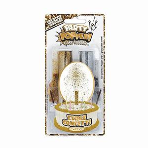 BEST PARTY EVER! Confetti Candle Cake Topper, Shower Your Cake in Edible Confetti Sprinkles, Fun Way to Celebrate Birthdays, Parties and More, 2-Pack, Gold/Silver With Neon Flex Straws