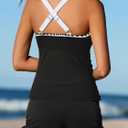 Summer Mae Tankini Swimsuits for Women 2026 Bathing Suits Top Ruched Two Piece Tummy Control V-Wire Modest Swim Suits (Black, L)