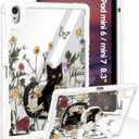 for iPad mini 7 A17 Pro 2024/Mini 6 2021 Case 8.3 Inch - Women Cute Girls with Stand & Pencil Holder Cover Kawaii Black Cat Girly Design Protective Hard Funda for iPad mini 7th/6th Gen