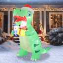 Taman 8 FT Christmas Inflatable Decorations, Large Dinosaur with Santa Claus Propeller Built-in Bright LED Light Blow Up for Yard, Garden,Lawn Outdoor Holiday Yard Decorations