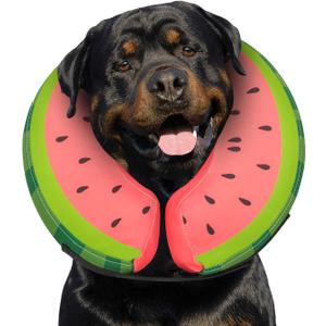 MIDOG Inflatable Dog Cone Collar Alternative After Surgery - Soft Protective Recovery Dog Cone for Large Medium Small Dogs & Cats, Elizabethan Collar for Dogs to Stop Licking - Red,XL (XL-Neck:18"-24", Watermelon)