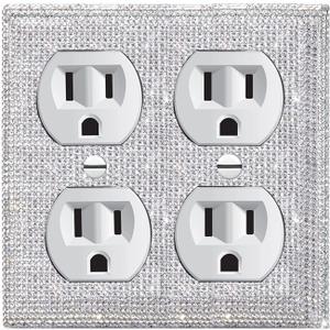 Shiny Rhinestones Wall Plates Double Socket Light Switch Cover Plate Decorative Wall Plate Toggle Outlet Covers (Standard Size)