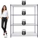 60"x24"x72" PRIME HEAVY DUTY Black 4-Tier Wire Shelving NSF 2400 LBS MAX Capacity Storage Rack for Commercial, School, Home, Garage, Warehouse, Industrial, and Hospital Uses (with Wheels)
