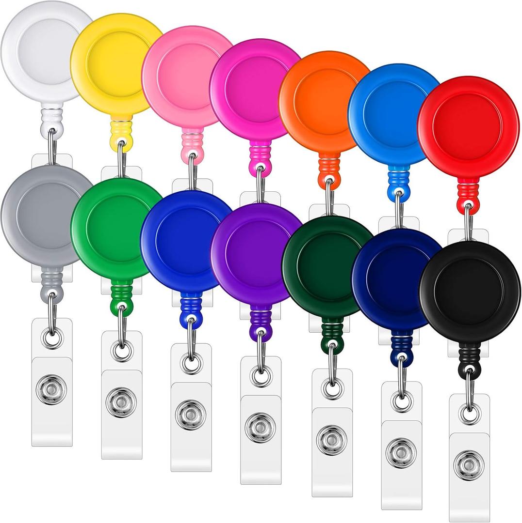 Zonon 140 Pcs Badge Reels Bulk Retractable Badge Reel Clips ID Card Holder Reel with Metal Clip Name Tag Holder Keychain for Nurse Doctor Student Teacher Employees Office Supplies(Solid Color)