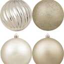 4in Large Christmas Ornaments Shatterproof Christmas Ball Ornaments Giant Hanging Balls Mercury Decorations for HolidayChampagne,4PC