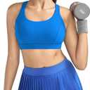 RUNNING GIRL Sports Bras for Women,Seamless Strappy Sports Bra High Support Crisscross Back with Removable Pads (Blue, S)
