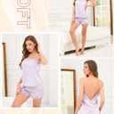 Hellomamma Womens Silk Pajamas Set: Satin Lace Trim Short Sleeve Pj Sets Button Down Pjs 2 Piece Sleepwear Loungewear (L)