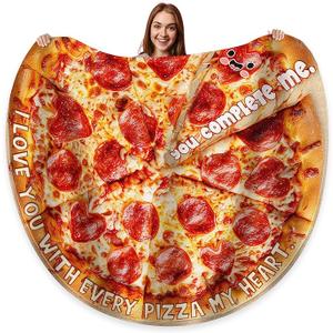 GEEMBI Valentines Gifts for Him Boyfriend - Anniversary Blanket for Men, Funny Birthday Gifts for Boyfriend Husband - You Complete Me Pizza Fleece Throw Blankets 70 in