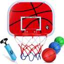 Indoor Basketball Hoop Set for Kids Adults, Mini Over The Door Hoop Set with 4 Balls for Dormitory Home Office, Upgarde Wall Mount Basketball Goal Sport Game for Boys Teen