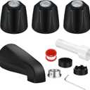 Matte Black Shower Trim Kit, 3 Piece Shower Knob and Tub Spout for Price/Pfister Verve Tub Faucet Handle, Include Four in One Adapter, for 1/2" Copper Pipe, 1/2" IPS and 3/4" IPS Threaded Connections